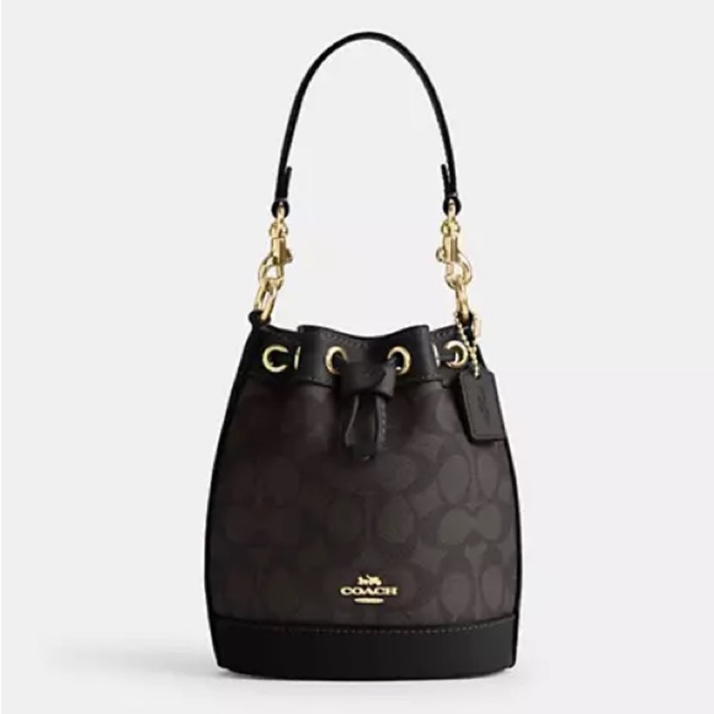 NWOT COACH Mini Bucket Bag In Signature Leather